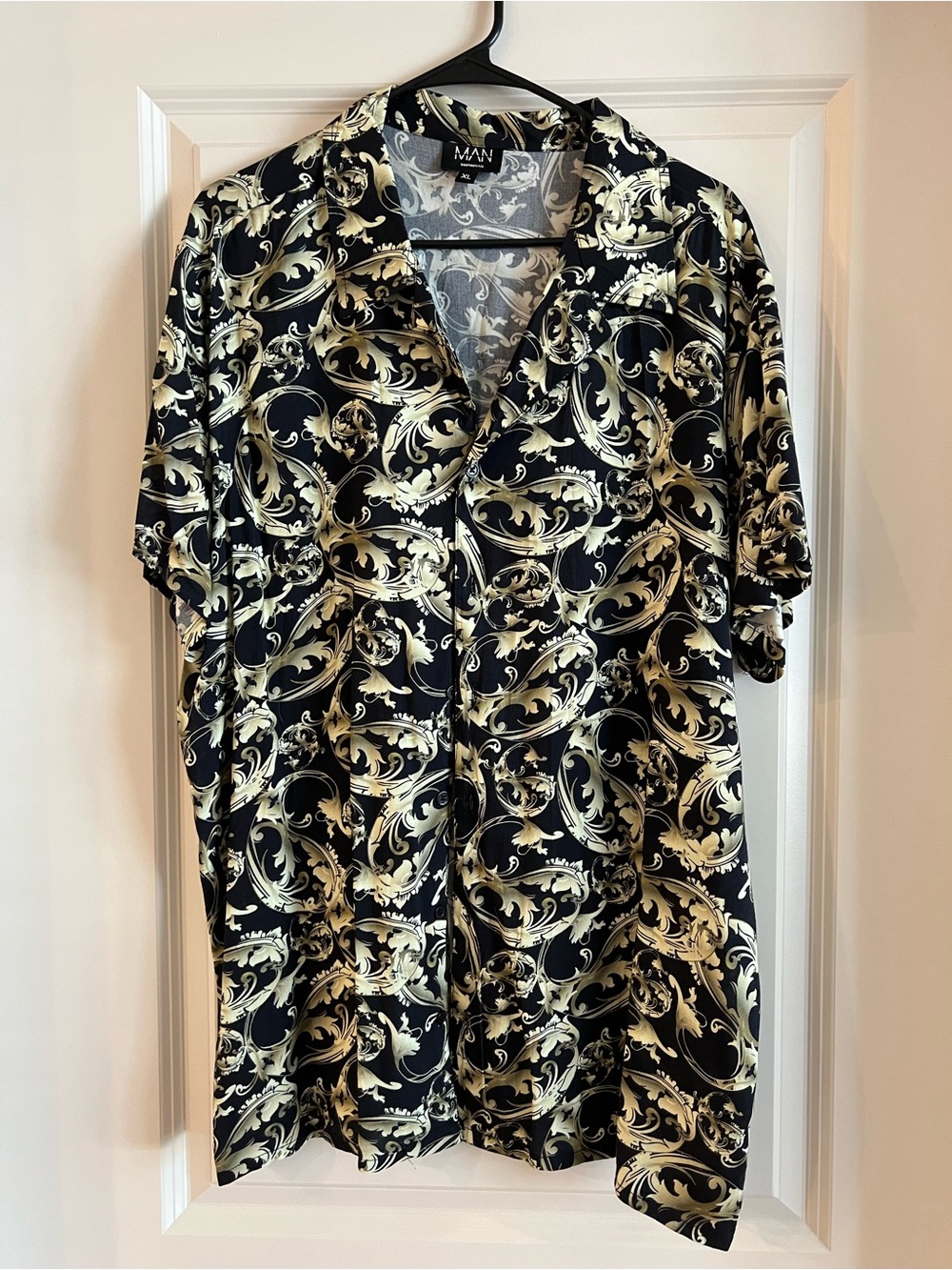 Black and Gold Short-Sleeve Button-Up Shirt